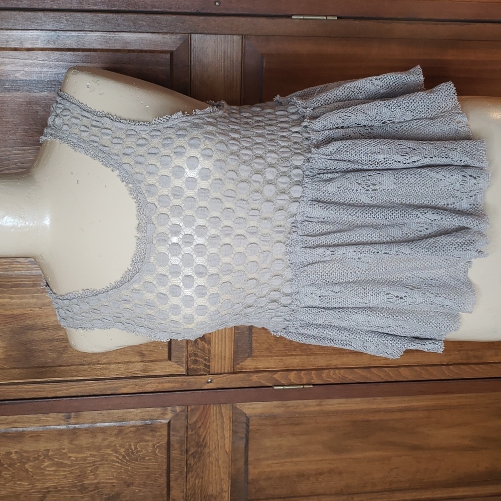 Free People Lace Babydoll Boho Cropped Tank Top Sz M